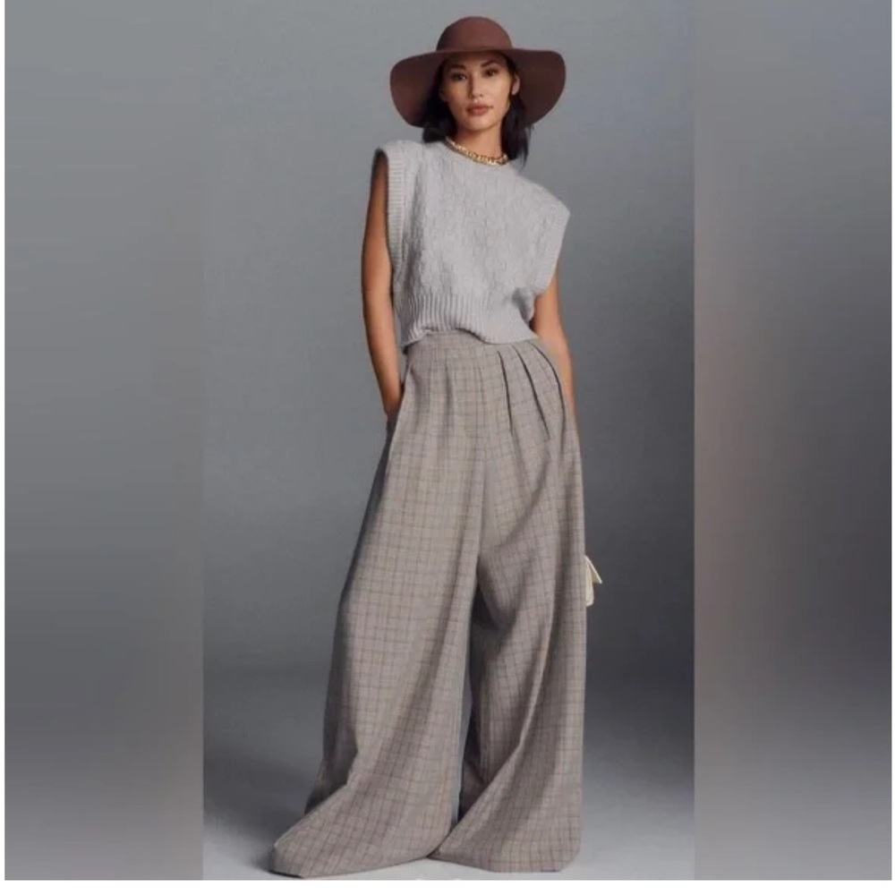 Corey Lynn Calter Plaid Wide-Leg Pants Sz M. Excellent condition!